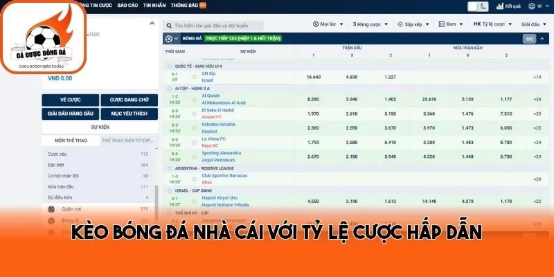 Kèo bóng đá nhà cái với tỷ lệ cược hấp dẫn