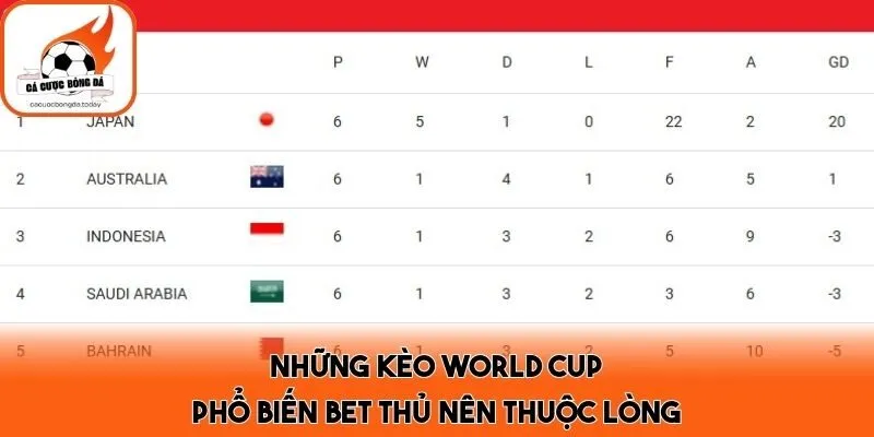 Những kèo World Cup phổ biến bet thủ nên thuộc lòng