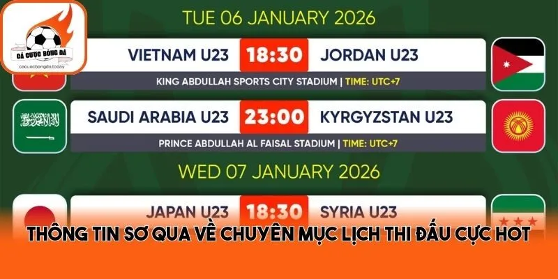 Thông tin sơ qua về chuyên mục lịch thi đấu cực hot